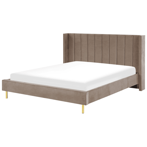 Cama Veludo VILLETTE 180 x 200 cm Taupe