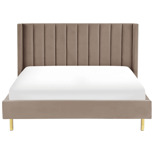 Cama Veludo VILLETTE 180 x 200 cm Taupe