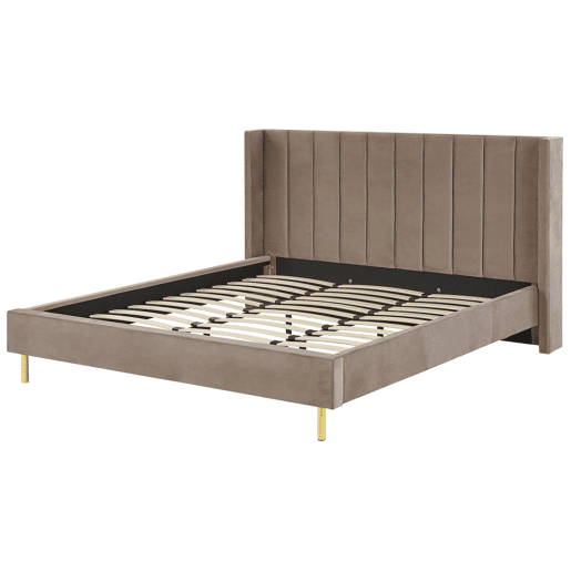 Cama Veludo VILLETTE 180 x 200 cm Taupe