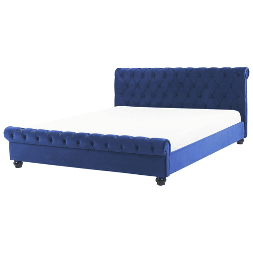 Cama de água Veludo AVALLON 160 x 200 cm Azul marinho