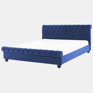 Cama de água Veludo AVALLON 160 x 200 cm Azul marinho