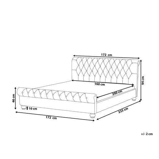 Cama de água Veludo AVALLON 160 x 200 cm Azul marinho