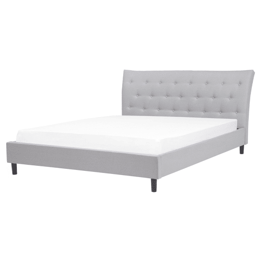 Cama Tecido SAVERNE 160 x 200 cm Cinzento claro