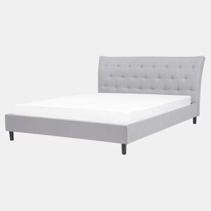 Cama Tecido SAVERNE 160 x 200 cm Cinzento claro
