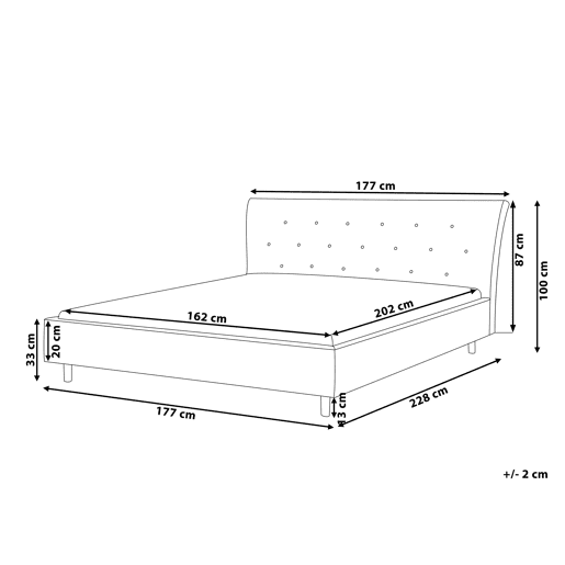Cama Tecido SAVERNE 160 x 200 cm Cinzento claro