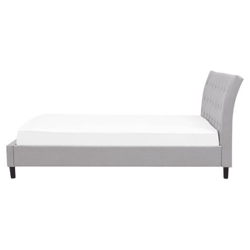 Cama Tecido SAVERNE 160 x 200 cm Cinzento claro