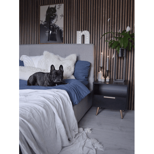 Cama Tecido LA ROCHELLE 160 x 200 cm Cinzento claro