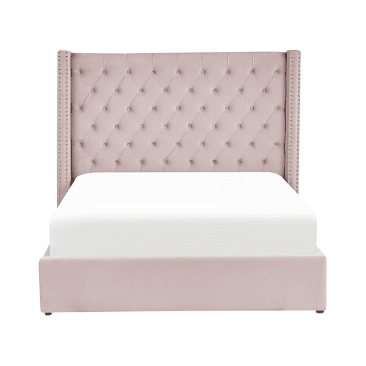 Cama baú Veludo LUBBON 160 x 200 cm Rosa pastel Rosa