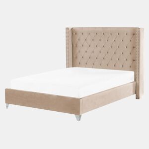 Cama Veludo LUBBON 160 x 200 cm Creme