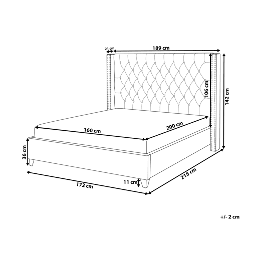 Cama Veludo LUBBON 160 x 200 cm Creme