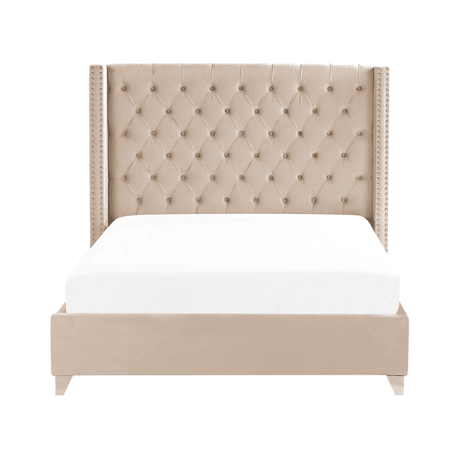 Cama Veludo LUBBON 160 x 200 cm Creme