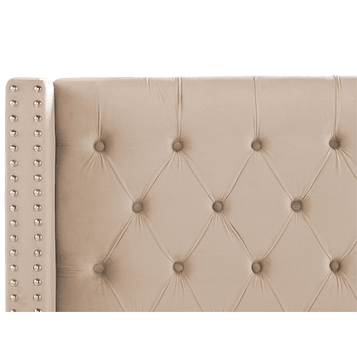 Cama Veludo LUBBON 160 x 200 cm Creme