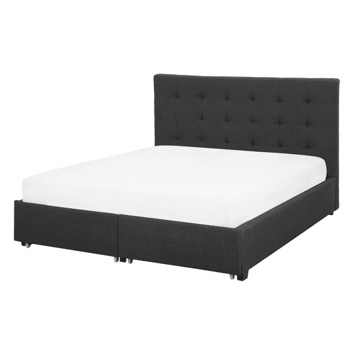 Cama com gavetas de arrumação Tecido LA ROCHELLE 140 x 200 cm Cinzento escuro