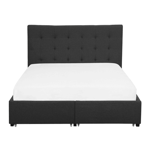 Cama com gavetas de arrumação Tecido LA ROCHELLE 140 x 200 cm Cinzento escuro