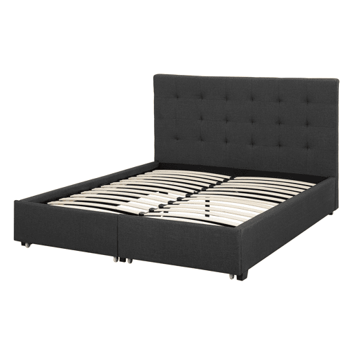 Cama com gavetas de arrumação Tecido LA ROCHELLE 140 x 200 cm Cinzento escuro