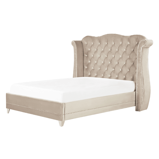 Cama Veludo AYETTE 140 x 200 cm Creme