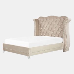 Cama Veludo AYETTE 140 x 200 cm Creme