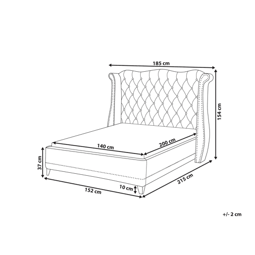Cama Veludo AYETTE 140 x 200 cm Creme