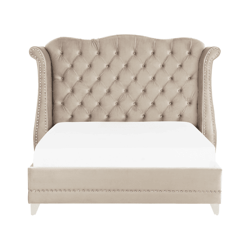 Cama Veludo AYETTE 140 x 200 cm Creme