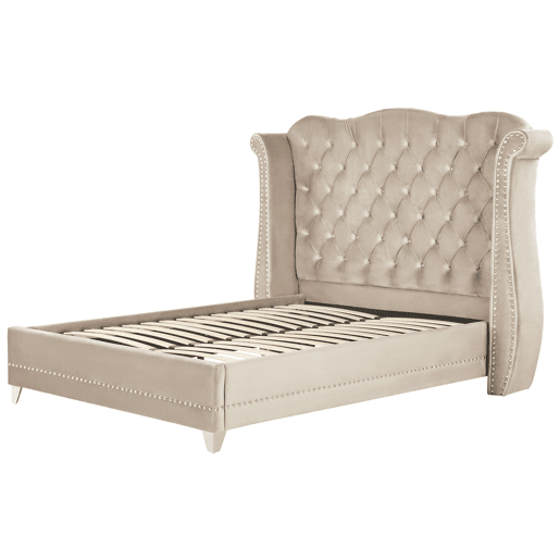 Cama Veludo AYETTE 140 x 200 cm Creme