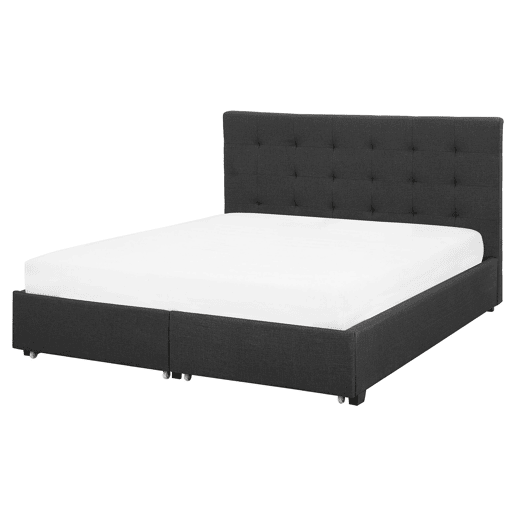 Cama com gavetas de arrumação Tecido LA ROCHELLE 160 x 200 cm Cinzento escuro