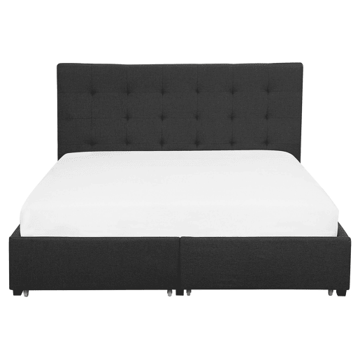 Cama com gavetas de arrumação Tecido LA ROCHELLE 160 x 200 cm Cinzento escuro