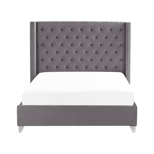 Cama Veludo LUBBON 180 x 200 cm Cinzento