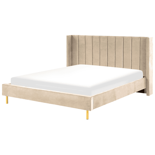Cama Veludo VILLETTE 180 x 200 cm Creme