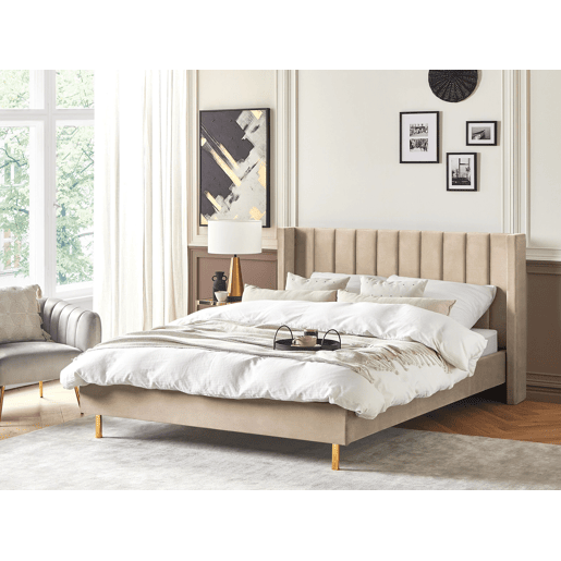 Cama Veludo VILLETTE 180 x 200 cm Creme