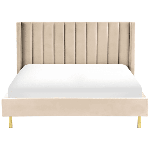 Cama Veludo VILLETTE 180 x 200 cm Creme