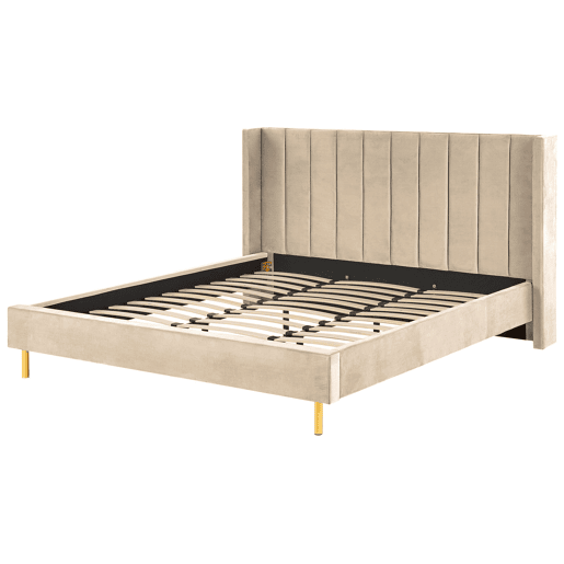 Cama Veludo VILLETTE 180 x 200 cm Creme