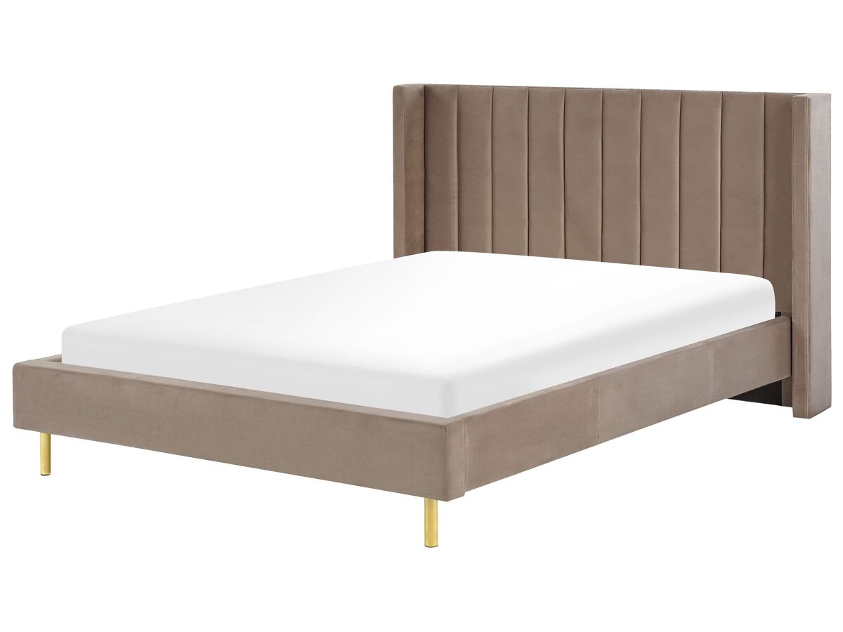 Beliani Cama Terciopelo VILLETTE 185x222 Gris Oscuro
