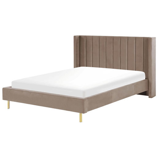 Cama Veludo VILLETTE 160 x 200 cm Taupe