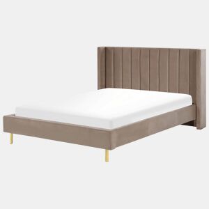 Cama Veludo VILLETTE 160 x 200 cm Taupe