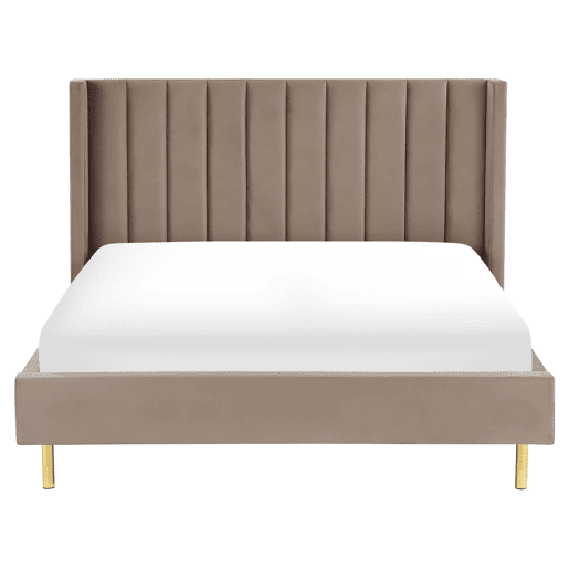 Cama Veludo VILLETTE 160 x 200 cm Taupe