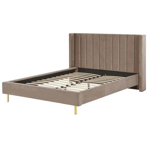 Cama Veludo VILLETTE 160 x 200 cm Taupe