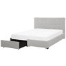 Cama com gavetas de arrumação Tecido LA ROCHELLE 180 x 200 cm Cinzento claro
