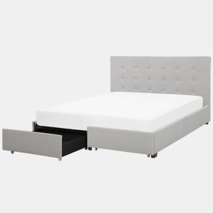 Cama com gavetas de arrumação Tecido LA ROCHELLE 180 x 200 cm Cinzento claro