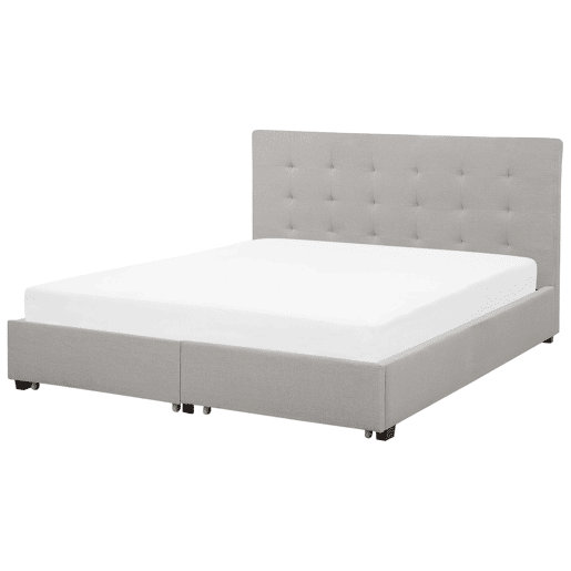 Cama com gavetas de arrumação Tecido LA ROCHELLE 180 x 200 cm Cinzento claro