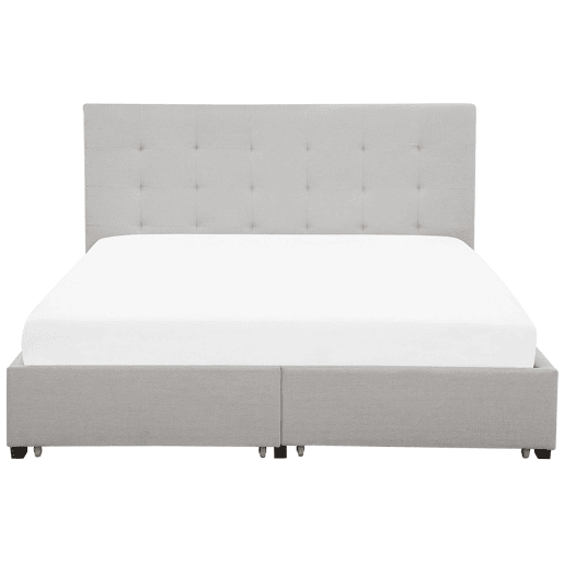 Cama com gavetas de arrumação Tecido LA ROCHELLE 180 x 200 cm Cinzento claro