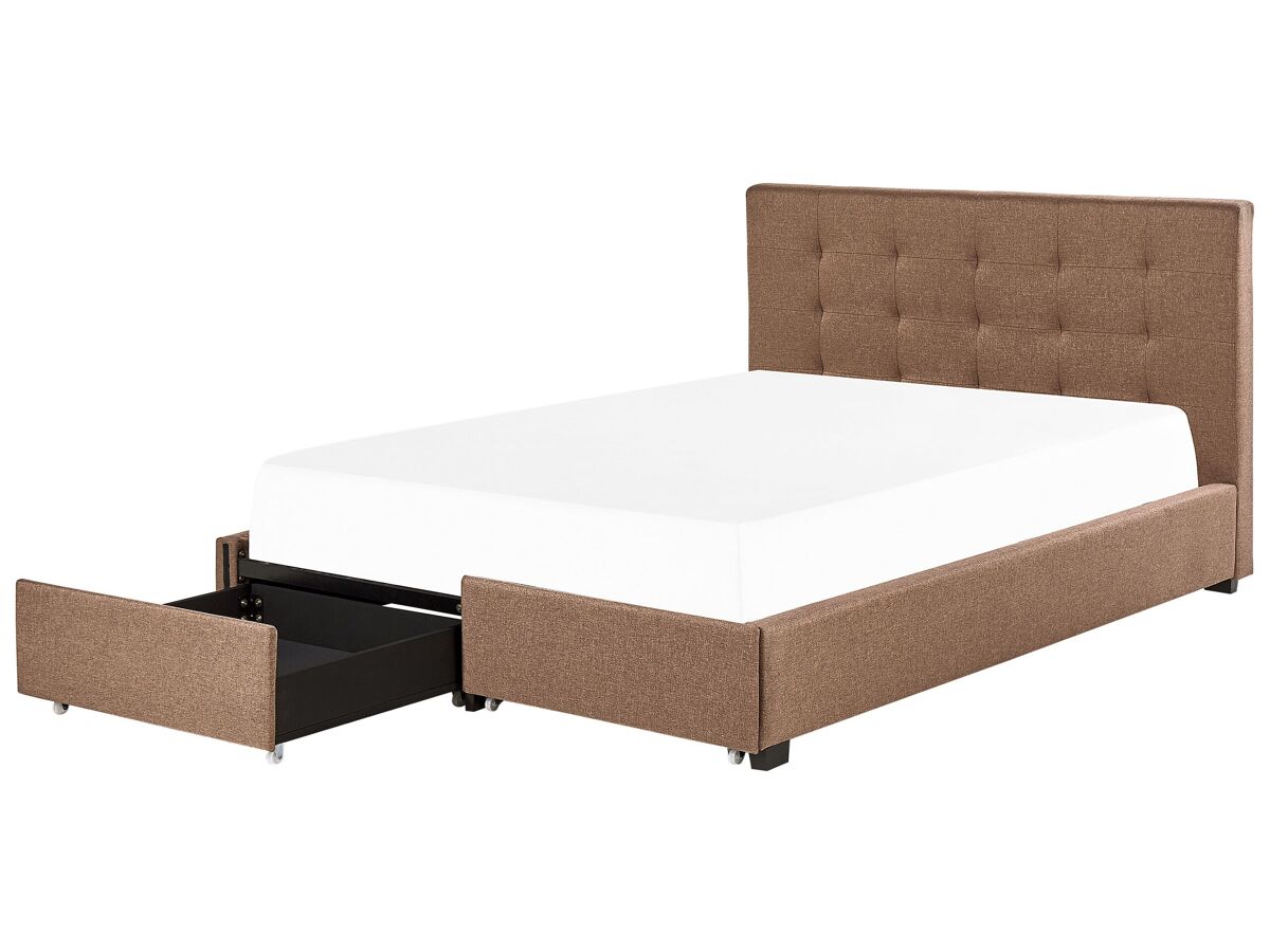 Beliani Cama con cajones Poliéster LA ROCHELLE 193x213 Marrón