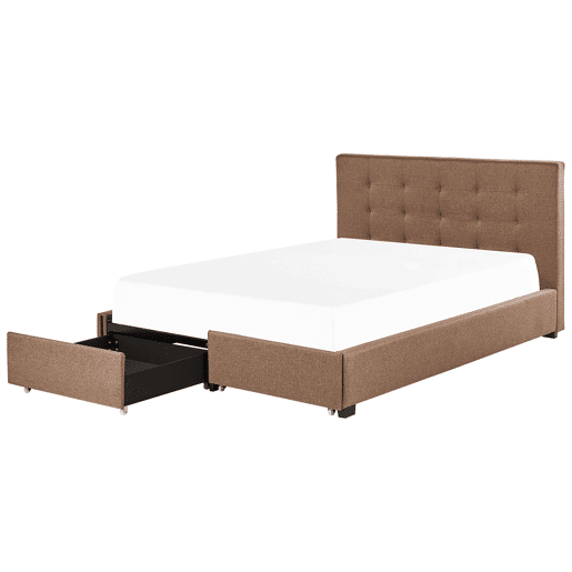 Cama com gavetas de arrumação Tecido LA ROCHELLE 180 x 200 cm Castanho