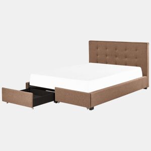 Cama com gavetas de arrumação Tecido LA ROCHELLE 180 x 200 cm Castanho