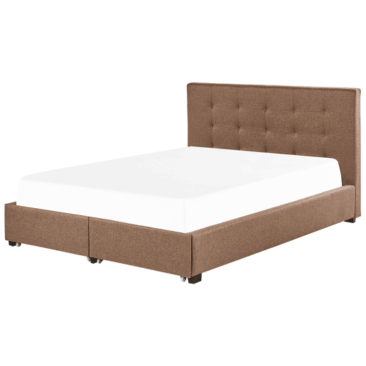 Cama com gavetas de arrumação Tecido LA ROCHELLE 180 x 200 cm Castanho