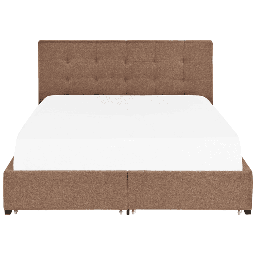 Cama com gavetas de arrumação Tecido LA ROCHELLE 180 x 200 cm Castanho
