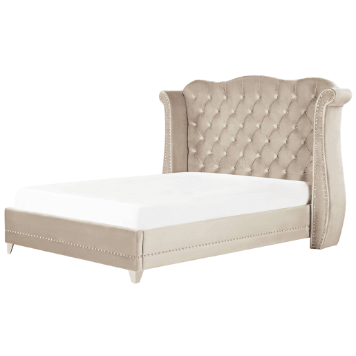 Cama Veludo AYETTE 180 x 200 cm Creme
