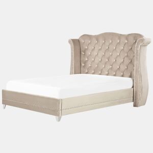Cama Veludo AYETTE 180 x 200 cm Creme