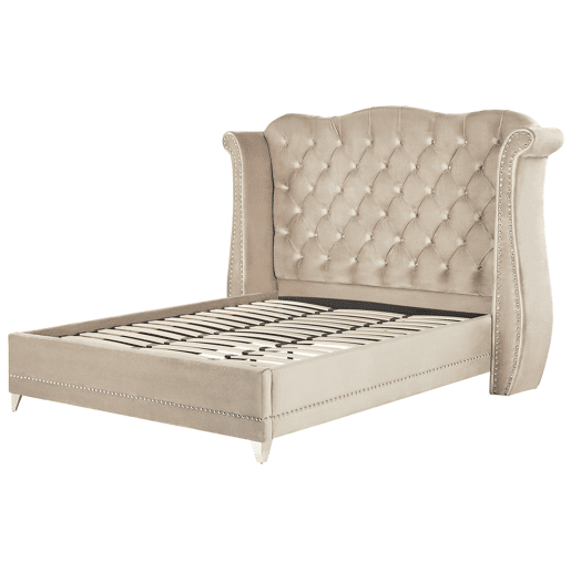 Cama Veludo AYETTE 180 x 200 cm Creme