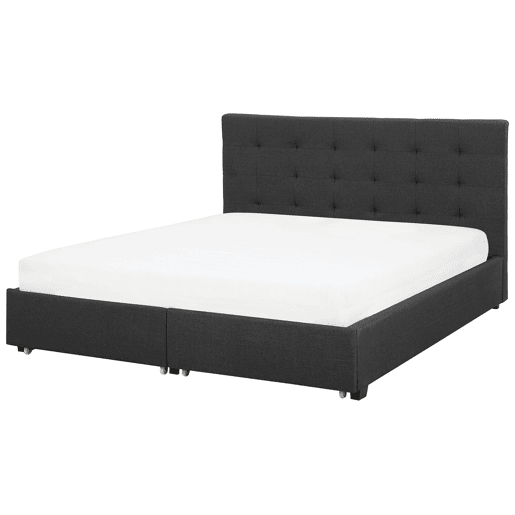 Cama com gavetas de arrumação Tecido LA ROCHELLE 180 x 200 cm Cinzento escuro