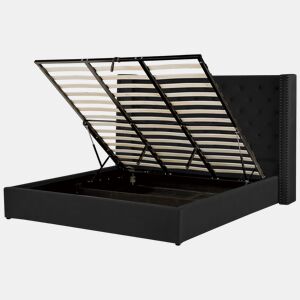 Cama baú Veludo LUBBON 180 x 200 cm Preto